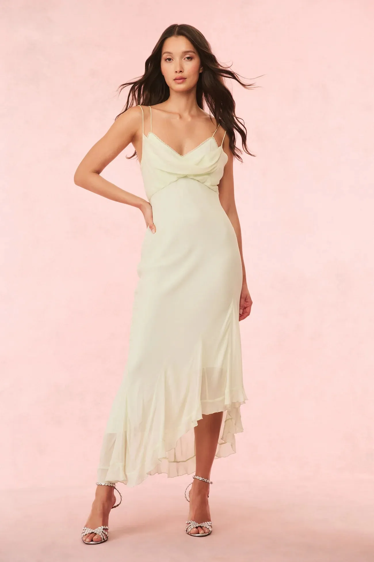 Chesley Chiffon Slip Dress ~ Washed Sage