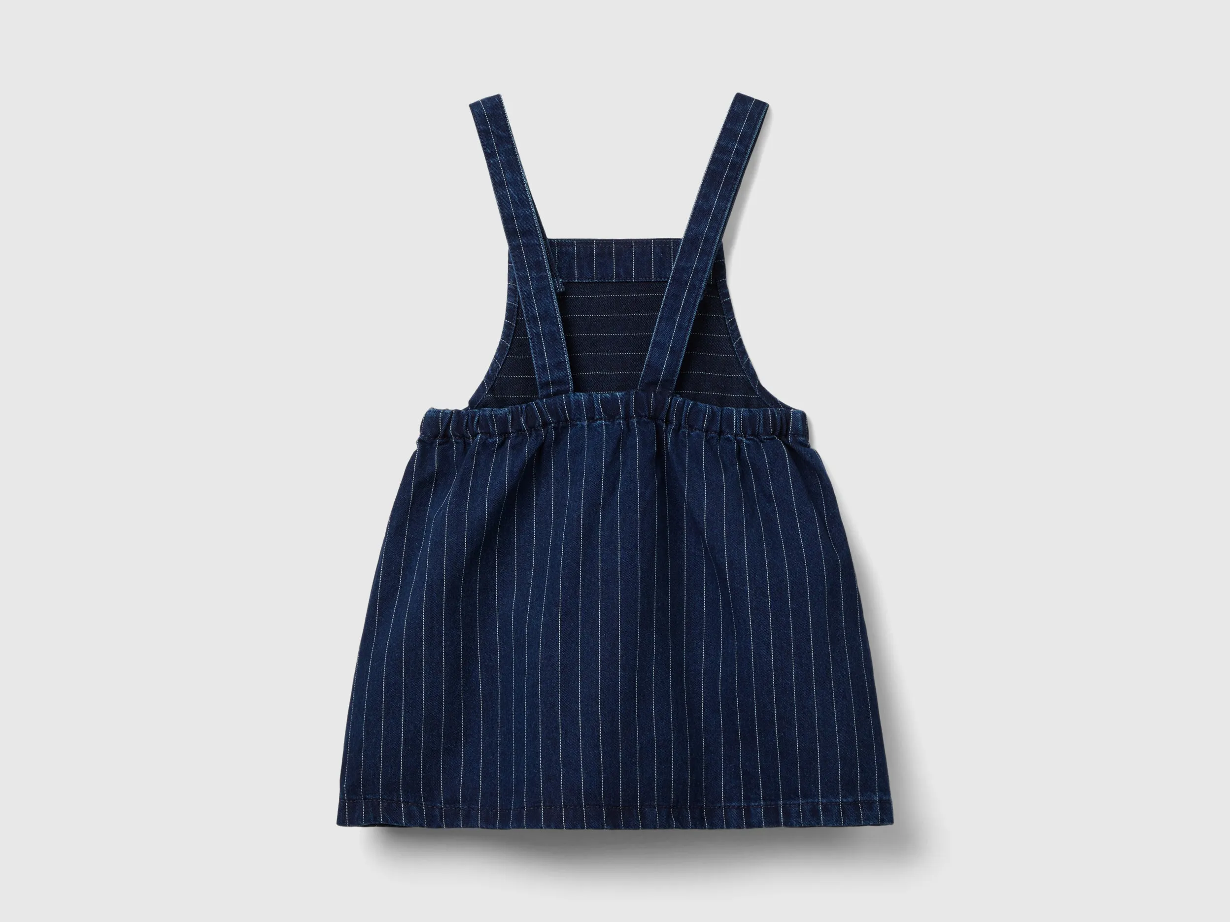 Denim overall skirt with pinstripes