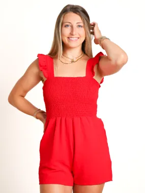 Feeling Fierce Ruffle Strap Smocked Romper- Final Sale