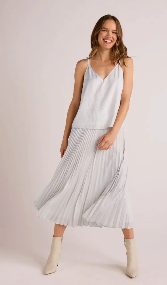 Hand Pleated Midi Skirt - Metallic Opal