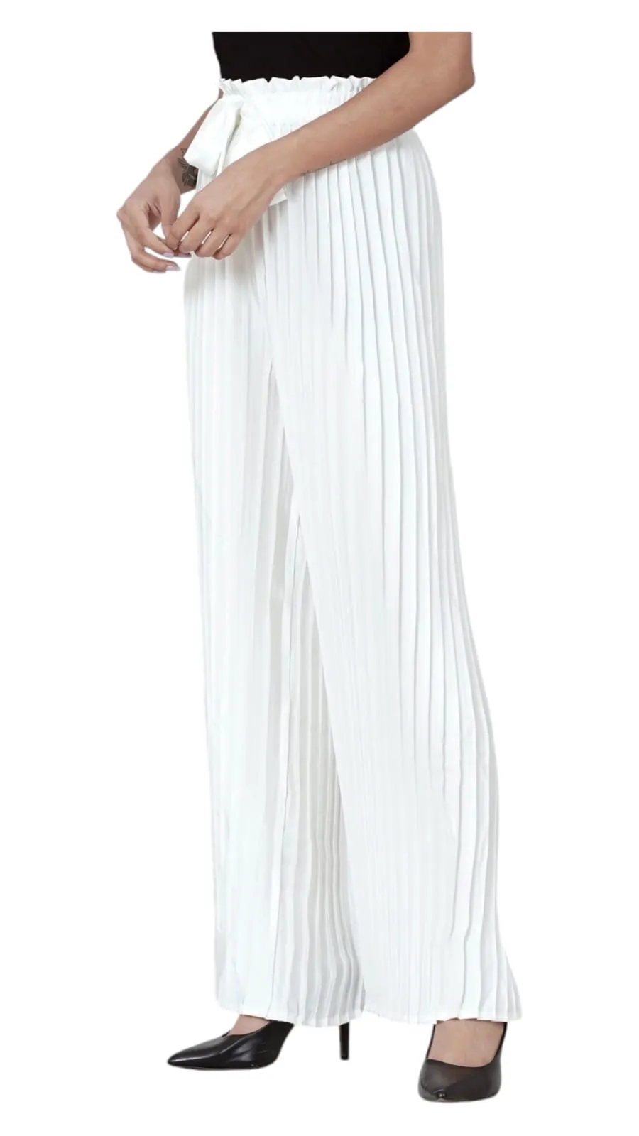 Latest fashionable wrinkle, pleated (ribbed) palazzo
