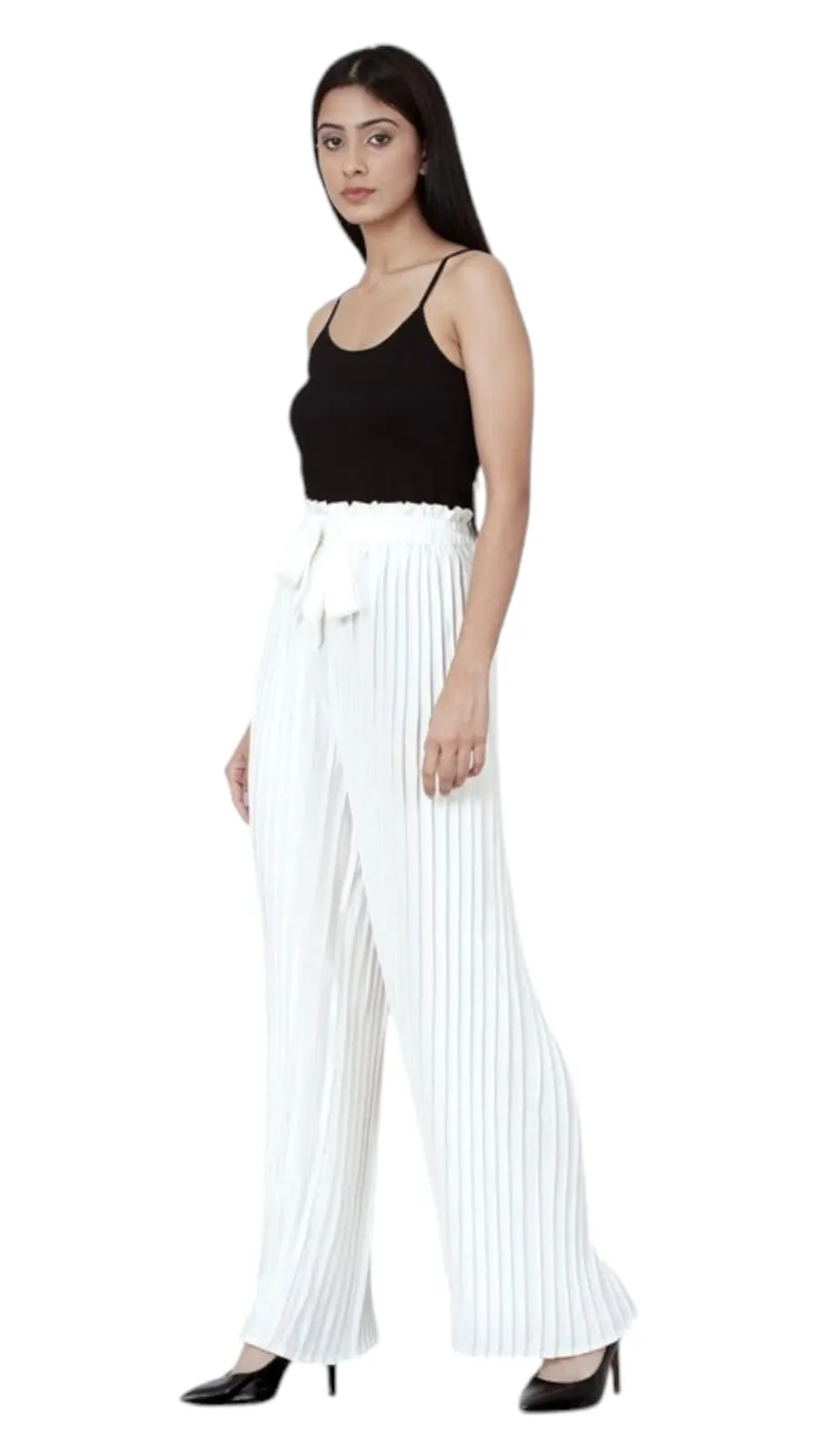 Latest fashionable wrinkle, pleated (ribbed) palazzo