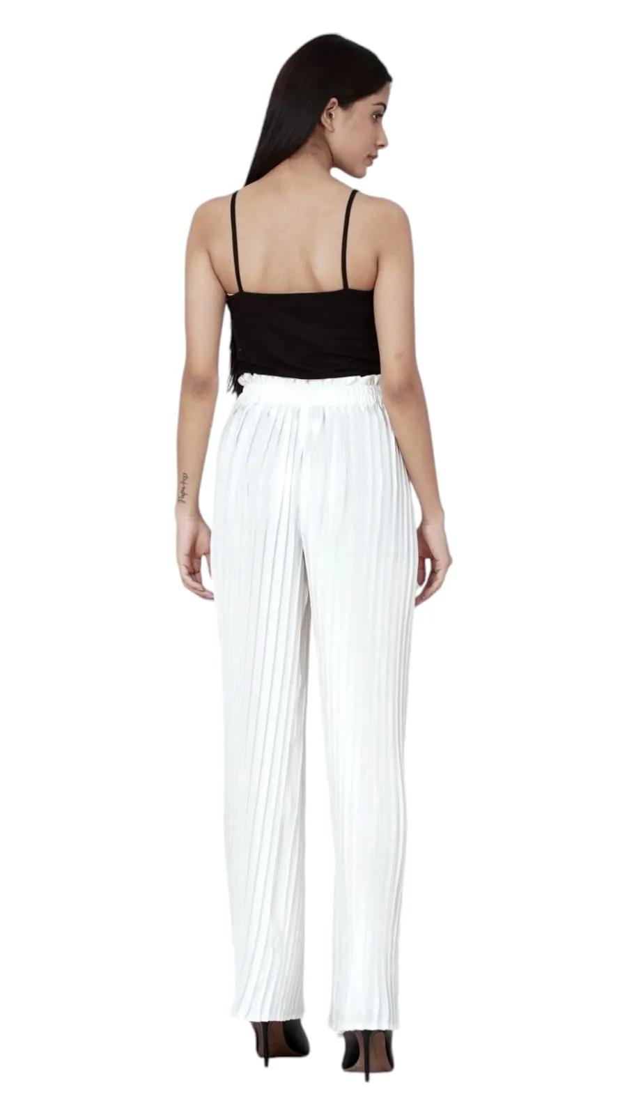Latest fashionable wrinkle, pleated (ribbed) palazzo