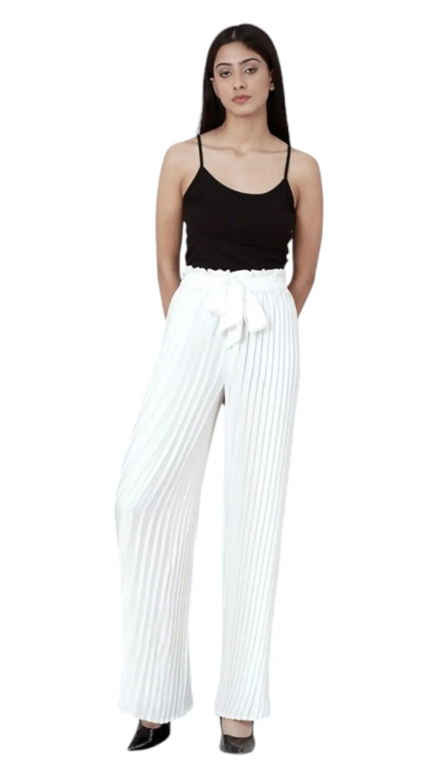 Latest fashionable wrinkle, pleated (ribbed) palazzo