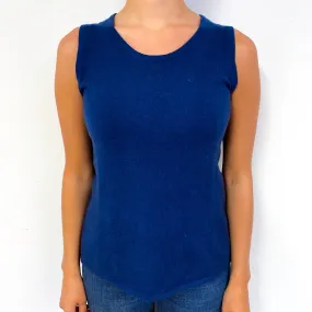 Prussian Blue Cashmere Crew Neck Tank Top Small