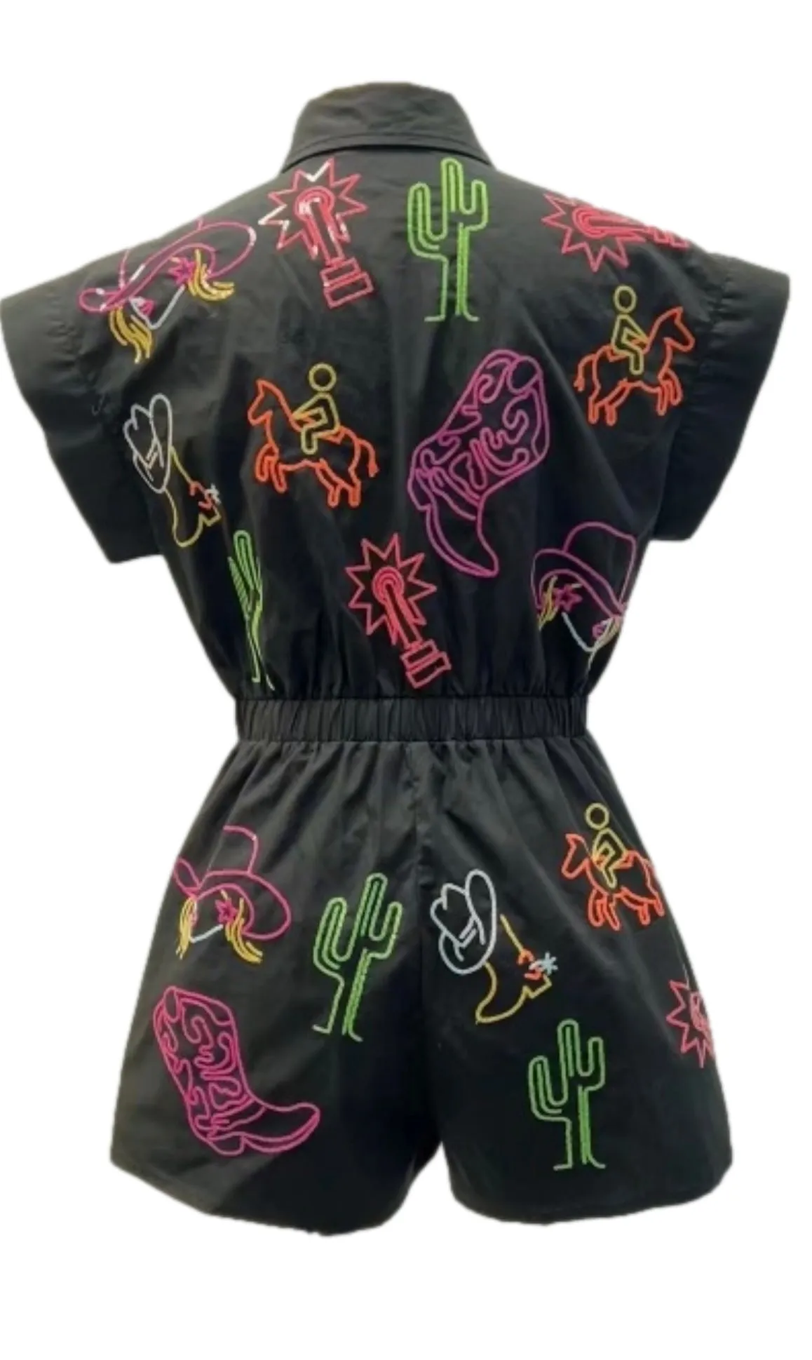 Queen of Sparkles Black & Neon Rodeo Icon Romper