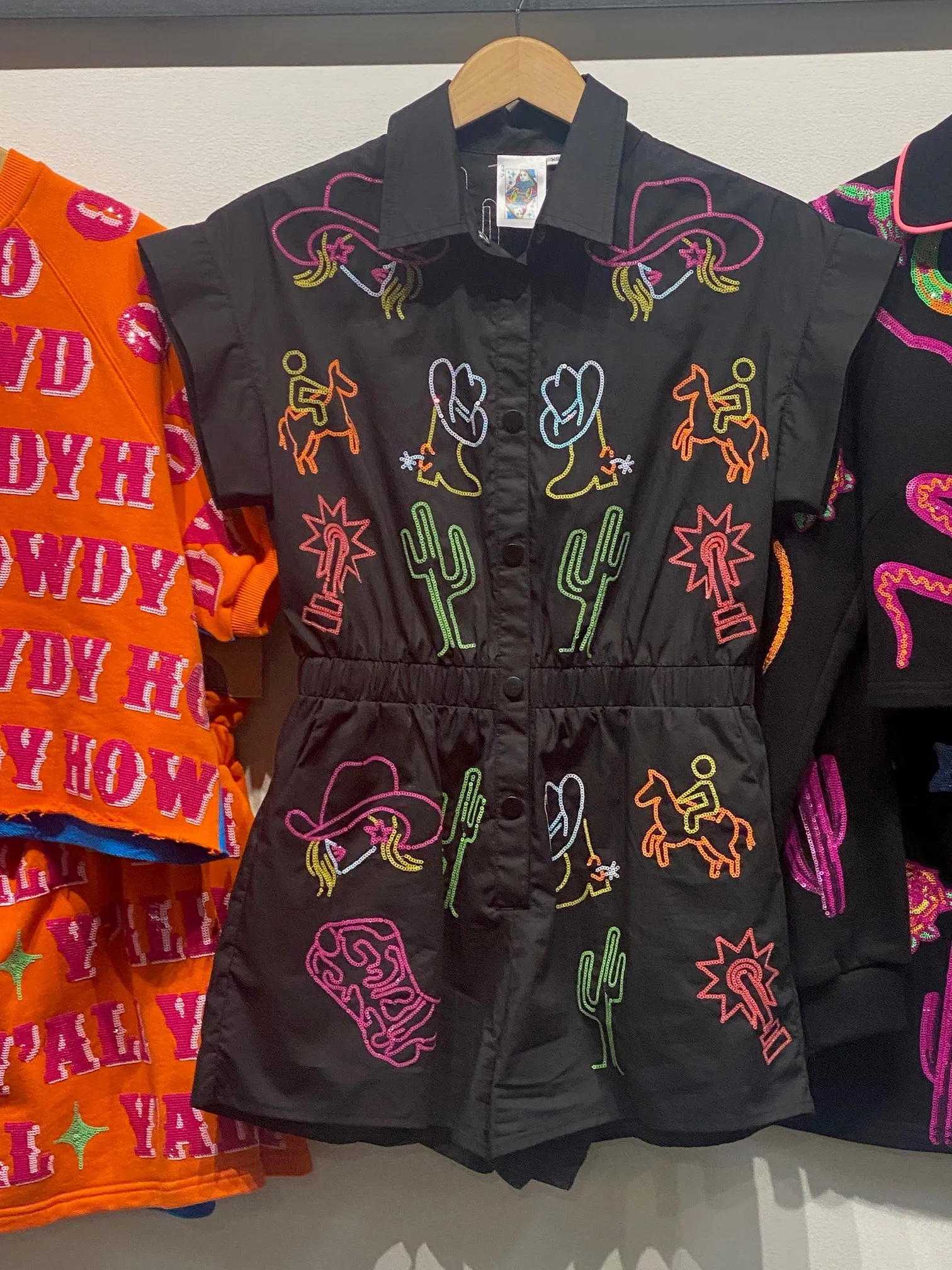 Queen of Sparkles Black & Neon Rodeo Icon Romper